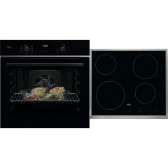 AEG TU5AB21FSB + HK624000XB Φούρνος άνω Πάγκου 72lt με Κεραμικές Εστίες Π59.6εκ. Μαύρος